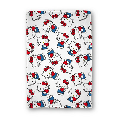 Character World Hello Kitty Fleece Blanket Soft Warm White Cat Kids Girls Throw 100 X 150Cm - image 1
