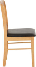 Seconique Mason Dining Chair Pair In Oak Varnish And Brown Faux Leather - thumbnail 7