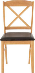 Seconique Mason Dining Chair Pair In Oak Varnish And Brown Faux Leather - thumbnail 6