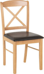 Seconique Mason Dining Chair Pair In Oak Varnish And Brown Faux Leather - thumbnail 3