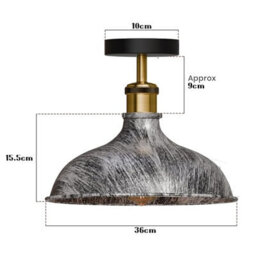 Retro Ceiling Light Flush Mount E27 Lamp Holder Metal 36Cm Brushed Silver Lampshade For Indoor No Bulb - thumbnail 3