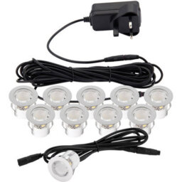 Recessed Ip44 Decking Guide Light Kit - 10 X Daylight White Led - Polished Steel - thumbnail 3