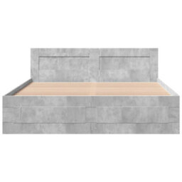 Walplus Bed Frame With Headboard Without Mattress Concrete Grey 160X200 Cm - thumbnail 5