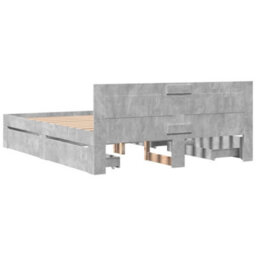 Walplus Bed Frame With Headboard Without Mattress Concrete Grey 160X200 Cm - thumbnail 7