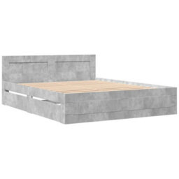 Walplus Bed Frame With Headboard Without Mattress Concrete Grey 160X200 Cm - thumbnail 3