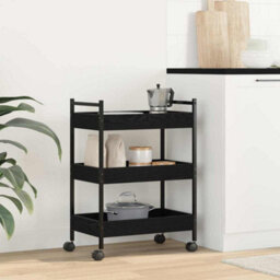 Walplus Kitchen Trolley Black Oak 50 X 30 X 70 Cm Engineered Wood - thumbnail 1