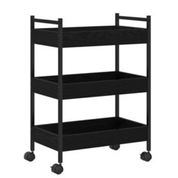 Walplus Kitchen Trolley Black Oak 50 X 30 X 70 Cm Engineered Wood - thumbnail 2