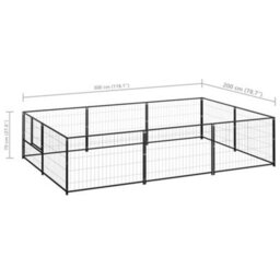 Berkfield Durable Dog Kennel Black 6 M2 Steel - thumbnail 6