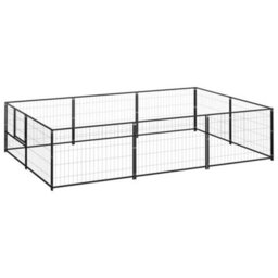 Berkfield Durable Dog Kennel Black 6 M2 Steel - thumbnail 2