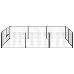 Berkfield Durable Dog Kennel Black 6 M2 Steel - thumbnail 1