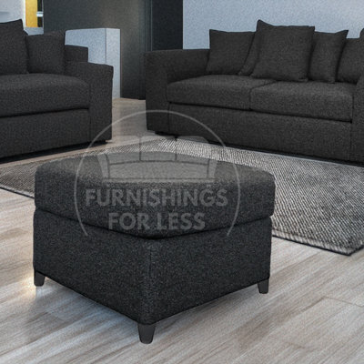 Furnishings For Less UK Paris Charcoal Boucle Fabric Sofa Accessory Footstool - image 1