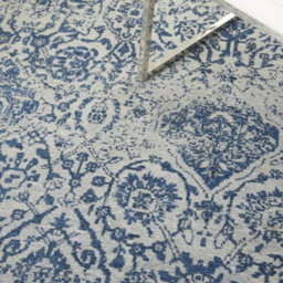 Blue Modern Easy To Clean Floral Dining Room Bedroom And Living Room Rug-69Cm X 114Cm - thumbnail 5