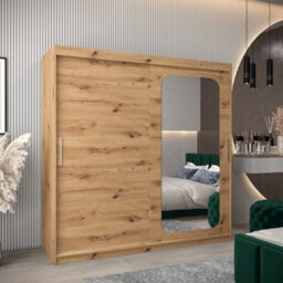 Arte Uppsala T2 Sliding Door Wardrobe 200Cm In Artisan - Warm Modern Storage With Mirrored Elegance - thumbnail 1