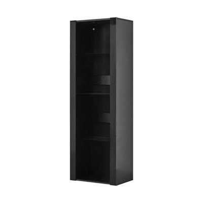 Black Matt Body & Black High Gloss Fronts Tall Cabinet Bookcase Display Shelf Unit - image 1