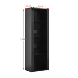 Black Matt Body & Black High Gloss Fronts Tall Cabinet Bookcase Display Shelf Unit - thumbnail 2