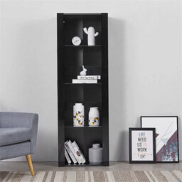 Black Matt Body & Black High Gloss Fronts Tall Cabinet Bookcase Display Shelf Unit - thumbnail 5