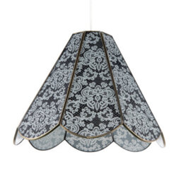 Happy Homewares Classic Traditional White Floral Glass Pendant Ceiling Lighting Shade - thumbnail 2