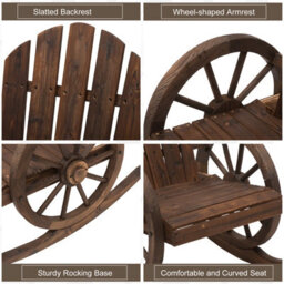 Outsunny Adirondack Rocking Chair Porch Garden Lounging, Carbonized Wood - thumbnail 7
