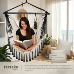 Tectake Hanging Chair Malika, Boho Style, Load Capacity 150Kg - Beige - 1 - thumbnail 4
