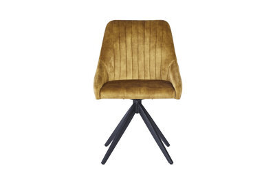 Rest Relax Milo Velvet Dining Chairs - Swivel Black Legs (Pair) Mustard - image 1