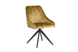 Rest Relax Milo Velvet Dining Chairs - Swivel Black Legs (Pair) Mustard - thumbnail 2