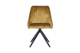 Rest Relax Milo Velvet Dining Chairs - Swivel Black Legs (Pair) Mustard - thumbnail 1