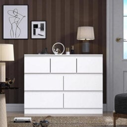 Chest Of 7 Drawers Matt White Merchant Chest Deep Drawer Home Storage - thumbnail 4