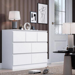 Chest Of 7 Drawers Matt White Merchant Chest Deep Drawer Home Storage - thumbnail 5