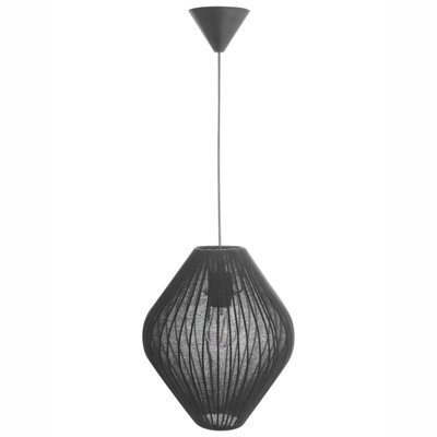 Wyld and Coco Lumina Pendant Black Ribbed Fabric Shade Modern Pendant Light For Living Room And Dining - image 1