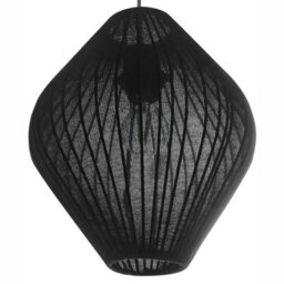 Wyld and Coco Lumina Pendant Black Ribbed Fabric Shade Modern Pendant Light For Living Room And Dining - thumbnail 5