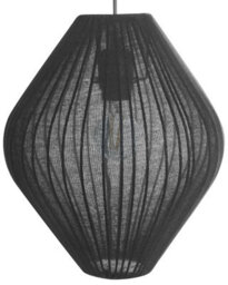 Wyld and Coco Lumina Pendant Black Ribbed Fabric Shade Modern Pendant Light For Living Room And Dining - thumbnail 3