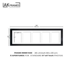 AK Frames 26X8 Rose Wood Modern Multi Photo Frame With Crimson Mount - Holds 5 Apertures (5X) 6X4 Photos - thumbnail 4