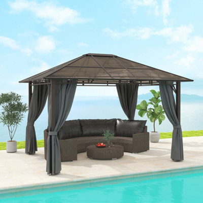 Outsunny 3.6X3(M) Hardtop Gazebo Garden Pavilion W/ Polycarbonate Roof, Grey - image 1