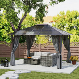 Outsunny 3.6X3(M) Hardtop Gazebo Garden Pavilion W/ Polycarbonate Roof, Grey - thumbnail 8