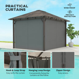 Outsunny 3.6X3(M) Hardtop Gazebo Garden Pavilion W/ Polycarbonate Roof, Grey - thumbnail 6