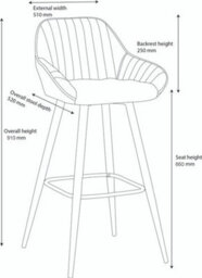 Lamboro Velluto Velvet Kitchen Bar Stool, Matt Black Fixed Height Legs With Footrest, Breakfast & Home Bar Stool - Black - thumbnail 6