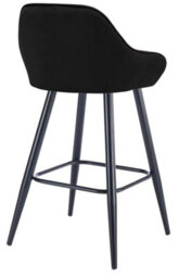Lamboro Velluto Velvet Kitchen Bar Stool, Matt Black Fixed Height Legs With Footrest, Breakfast & Home Bar Stool - Black - thumbnail 7