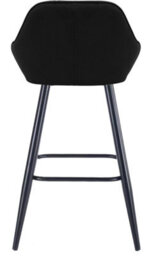 Lamboro Velluto Velvet Kitchen Bar Stool, Matt Black Fixed Height Legs With Footrest, Breakfast & Home Bar Stool - Black - thumbnail 8