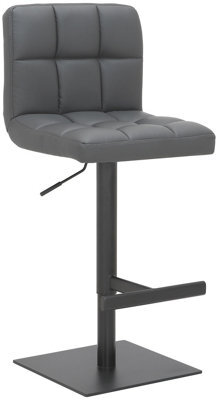 Lamboro Allegro Deluxe Kitchen & Breakfast Bar Stool, Matt Black Footrest, Adjustable Swivel Gas Lift, Charcoal Grey - image 1