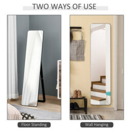 Homcom Full Length Mirror Free Standing Or Wall Mount Dressing Bedroom Black - thumbnail 4