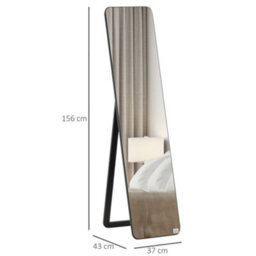 Homcom Full Length Mirror Free Standing Or Wall Mount Dressing Bedroom Black - thumbnail 3