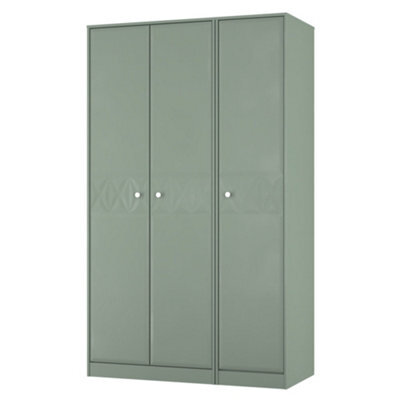 Genoa Ready Assembled Contemporary Matt Green Tall Triple Wardrobe (H)1960mm (W)1108mm (D)530mm - image 1