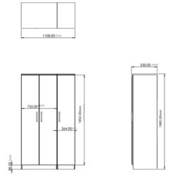 Genoa Ready Assembled Contemporary Matt Green Tall Triple Wardrobe (H)1960mm (W)1108mm (D)530mm - thumbnail 8