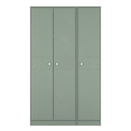 Genoa Ready Assembled Contemporary Matt Green Tall Triple Wardrobe (H)1960mm (W)1108mm (D)530mm - thumbnail 2