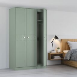 Genoa Ready Assembled Contemporary Matt Green Tall Triple Wardrobe (H)1960mm (W)1108mm (D)530mm - thumbnail 4