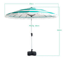 Hayward 2.7M Garden Parasol With Base & Cover, Green Stripe Uv50 Tilt Patio Umbrella With Aluminium Pole - thumbnail 6