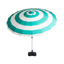 Hayward 2.7M Garden Parasol With Base & Cover, Green Stripe Uv50 Tilt Patio Umbrella With Aluminium Pole - thumbnail 2