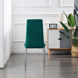 Furnizone UK Set Of 2 Dining Chairs - Monza Modern Dining Chairs - Green Velvet Chrome Legs Dining Chairs - Kitchen Dining Room Chairs - thumbnail 4