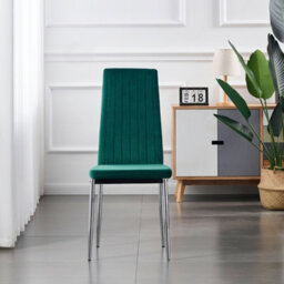 Furnizone UK Set Of 2 Dining Chairs - Monza Modern Dining Chairs - Green Velvet Chrome Legs Dining Chairs - Kitchen Dining Room Chairs - thumbnail 3
