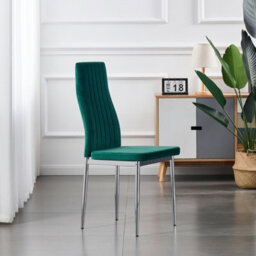 Furnizone UK Set Of 2 Dining Chairs - Monza Modern Dining Chairs - Green Velvet Chrome Legs Dining Chairs - Kitchen Dining Room Chairs - thumbnail 2